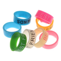Silicone Finger Ring, Donut, word best friend, printing, mixed colors, 8mm, US Ring 