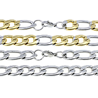 Collar de cadena de acero inoxidable, chapado, cadena Figaro, más colores para la opción, 22.5x11.5x3mm, 17x11.5x3mm, longitud:aproximado 24 Inch, Vendido por Sarta