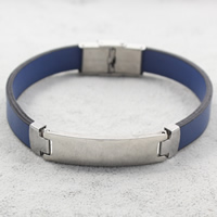 Bracelet en acier inoxydable Silicone, avec silicone, bleu Environ 8 pouce, Vendu par brin