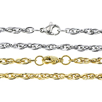 Мода нержавеющей стали ожерелье цепь, нержавеющая сталь, Другое покрытие, веревки цепи, Много цветов для выбора, 3mm, длина:Приблизительно 30 дюймовый, продается Strand