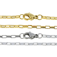 Halskette, Edelstahl, plattiert, Rechteck-Kette, keine, 4x2x1mm, Länge:ca. 18 ZollInch, verkauft von Strang