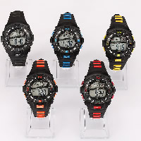 LED Light Watch, Silicone, with Plastic & Zinc Alloy, platinum color plated, for man 39mm Approx 9.4 Inch 