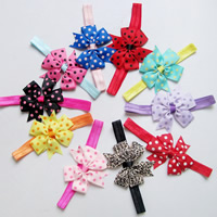 Mode Baby-Stirnband, Satinband, mit elastische Nylonschnur, Blume, elastisch & für Kinder, keine, 50mm, Länge:ca. 14 ZollInch, verkauft von Strang