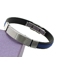 Silicone Stainless Steel Bracelets, with Stainless Steel, two tone  10mm Approx 9 Inch 