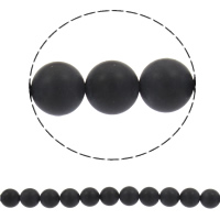 Natural Black Agate Beads, Round, synthetic & frosted Approx 1mm Approx 15 Inch 