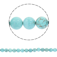 Perles en Turquoise synthétiques, Rond, normes différentes pour le choix, bleu Environ 1mm Environ 15 pouce, Vendu par brin