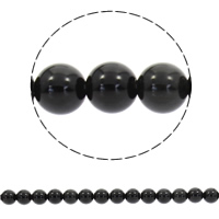 Schwarze Obsidian Perlen, Schwarzer Obsidian, rund, synthetisch, verschiedene Größen vorhanden, Bohrung:ca. 1mm, Länge:ca. 15 ZollInch, verkauft von Strang