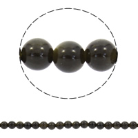 Gold- Obsidian Perle, rund, synthetisch, 6mm, Bohrung:ca. 1mm, Länge:ca. 15.5 ZollInch, ca. 70PCs/Strang, verkauft von Strang
