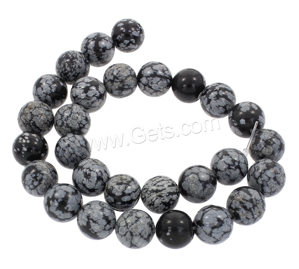 Schneeflocke Obsidian Perlen, rund, synthetisch, verschiedene Größen vorhanden, Bohrung:ca. 1mm, Länge:ca. 15 ZollInch, verkauft von Strang