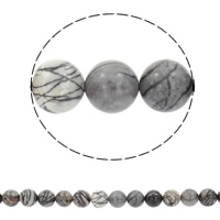 Черный шелк камень, Камень Черный шелк, Круглая, синтетический, разный размер для выбора, отверстие:Приблизительно 1mm, длина:Приблизительно 15 дюймовый, продается Strand