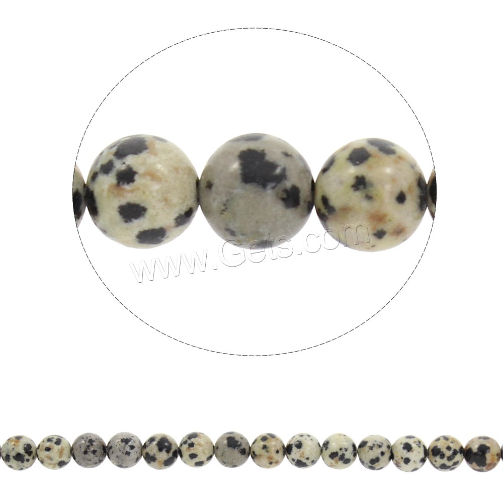 Dalmatinische Perlen, Dalmatiner, rund, synthetisch, verschiedene Größen vorhanden, Bohrung:ca. 1mm, Länge:ca. 15 ZollInch, verkauft von Strang