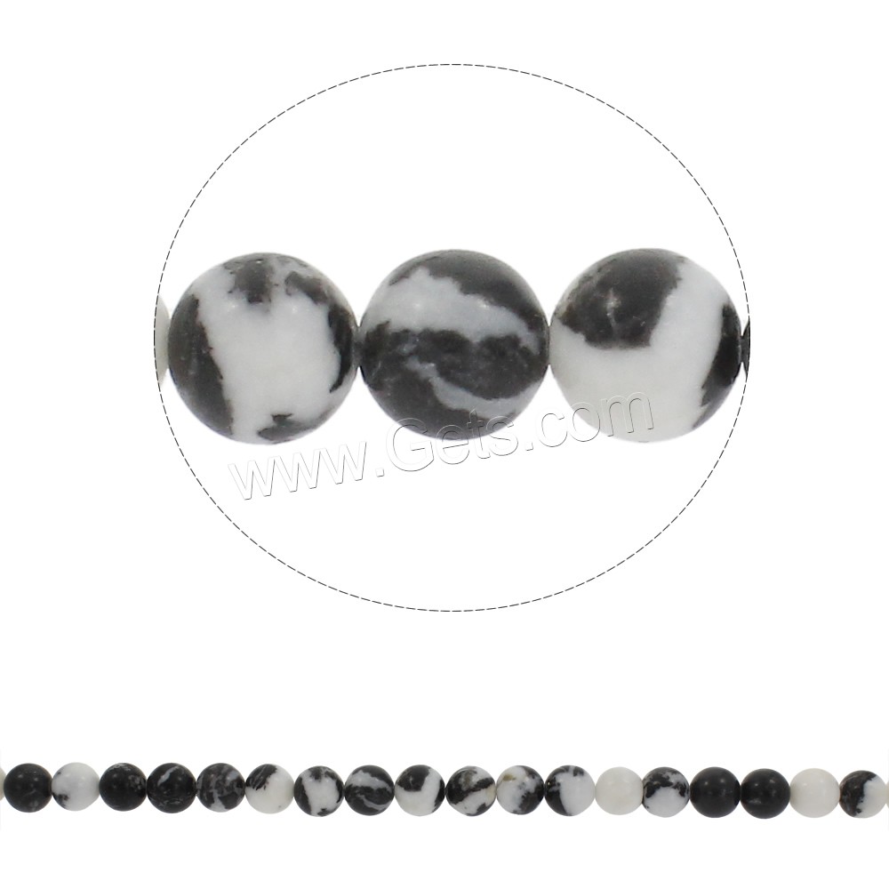 pierres précieuses en noir et blanc, Jaspe mexicain, Rond, synthétique, normes différentes pour le choix, Trou:Environ 1mm, Longueur:Environ 15 pouce, Vendu par brin