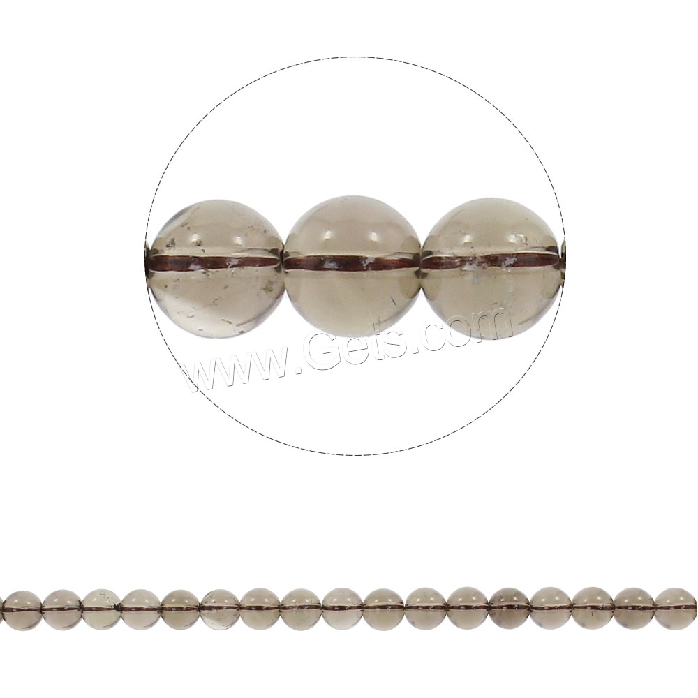Perles en quartz fumé naturel, Rond, synthétique, normes différentes pour le choix, Trou:Environ 1mm, Longueur:Environ 15.5 pouce, Vendu par brin