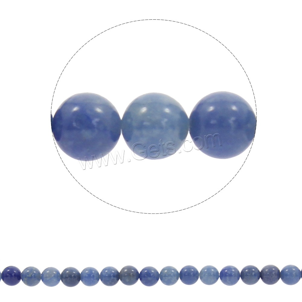 Blauer Aventurin , rund, synthetisch, verschiedene Größen vorhanden, Bohrung:ca. 1mm, Länge:ca. 15.5 ZollInch, verkauft von Strang