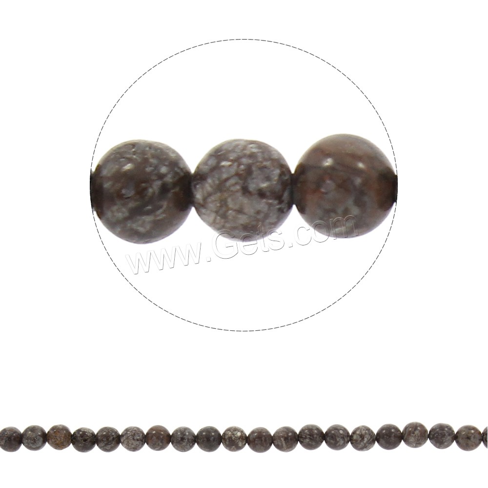 Schneeflocke Obsidian Perlen, rund, synthetisch, verschiedene Größen vorhanden, Kaffeefarbe, Bohrung:ca. 1mm, Länge:ca. 14.5 ZollInch, verkauft von Strang