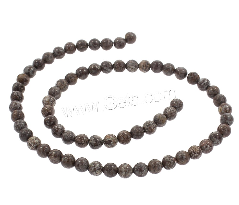 Schneeflocke Obsidian Perlen, rund, synthetisch, verschiedene Größen vorhanden, Kaffeefarbe, Bohrung:ca. 1mm, Länge:ca. 14.5 ZollInch, verkauft von Strang