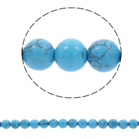 Perles en Turquoise synthétiques, Rond, normes différentes pour le choix, bleu Environ 1mm Environ 14.5 pouce, Vendu par brin