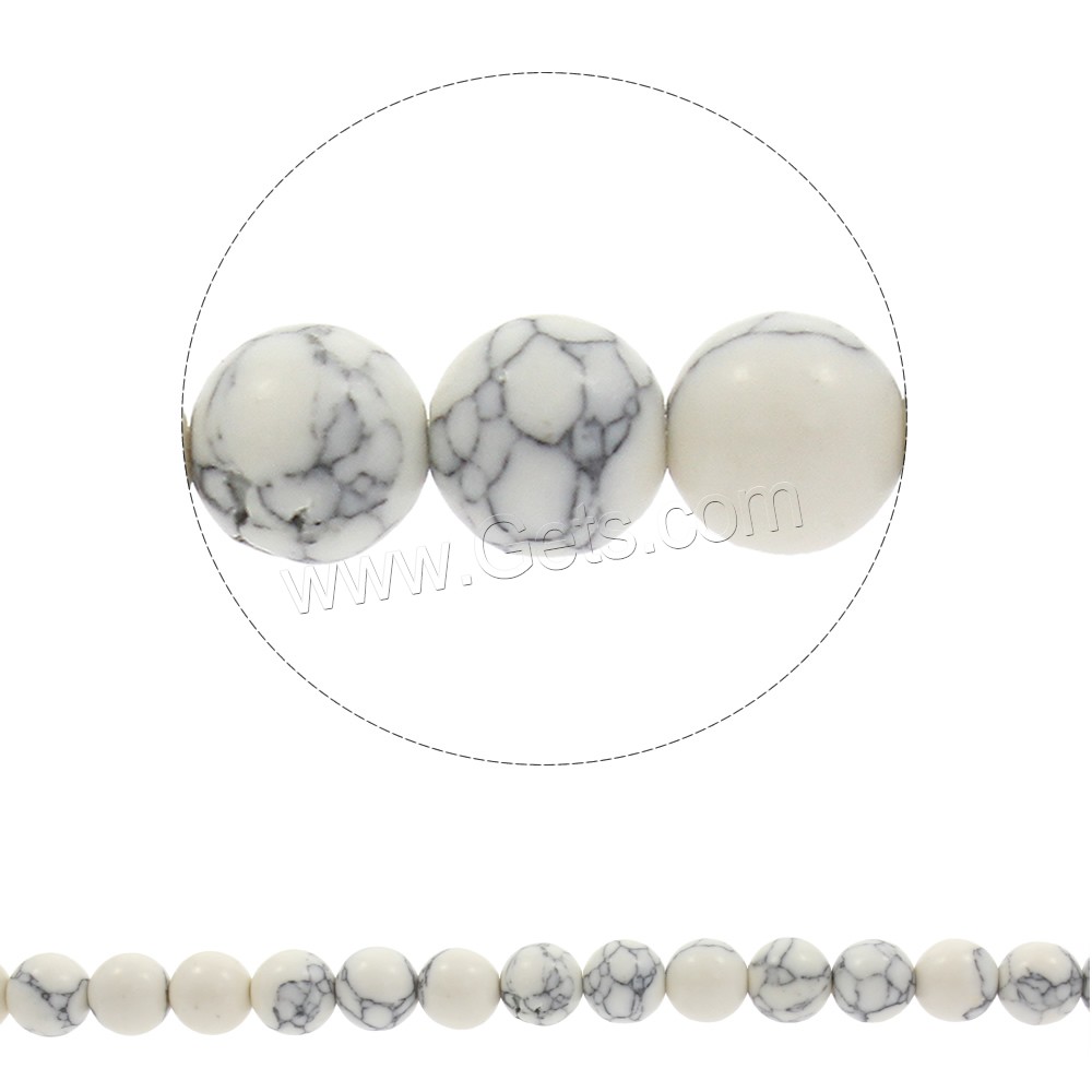 Synthetic Turquoise Beads, Round, white, Hole:Approx 1mm, Length:Approx 15.5 Inch, Sold By Strand