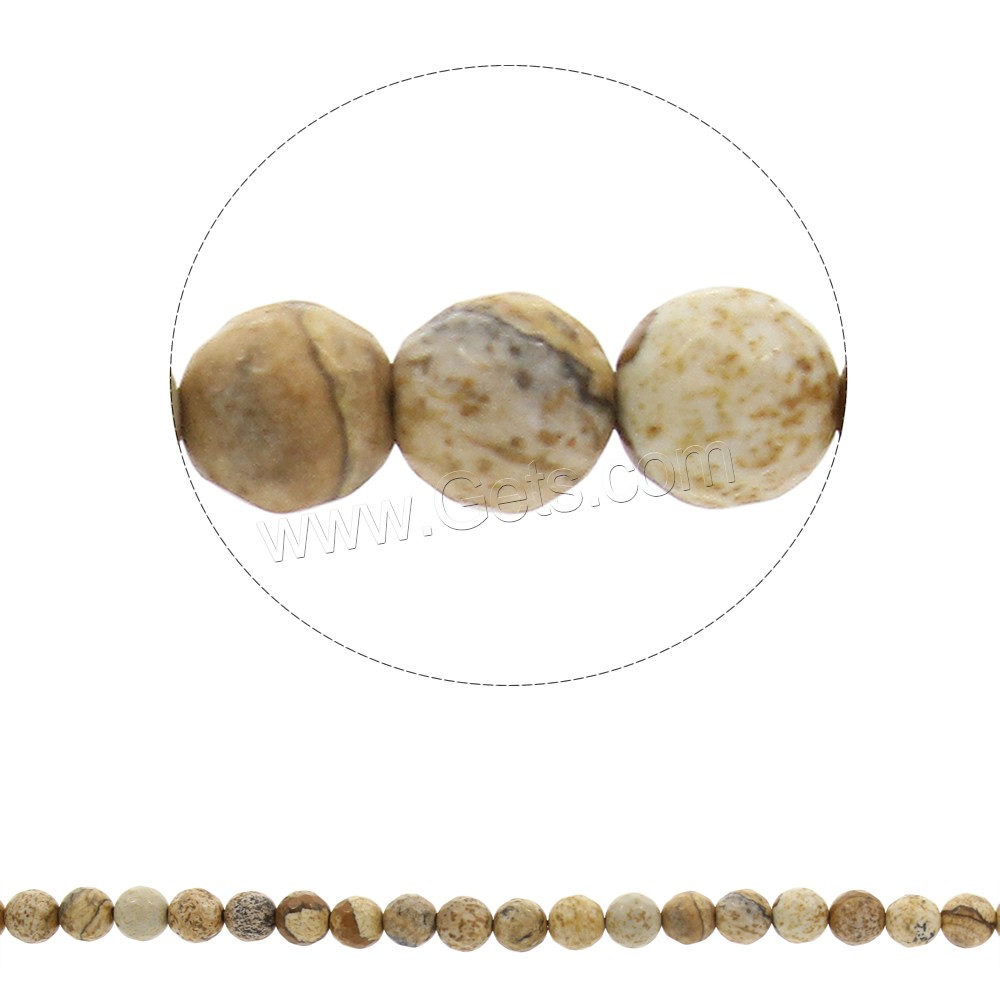 Landschafts-Jaspis Perlen, Bild Jaspis, rund, synthetisch, verschiedene Größen vorhanden & facettierte, schwarz, Bohrung:ca. 1mm, Länge:ca. 14.5 ZollInch, verkauft von Strang