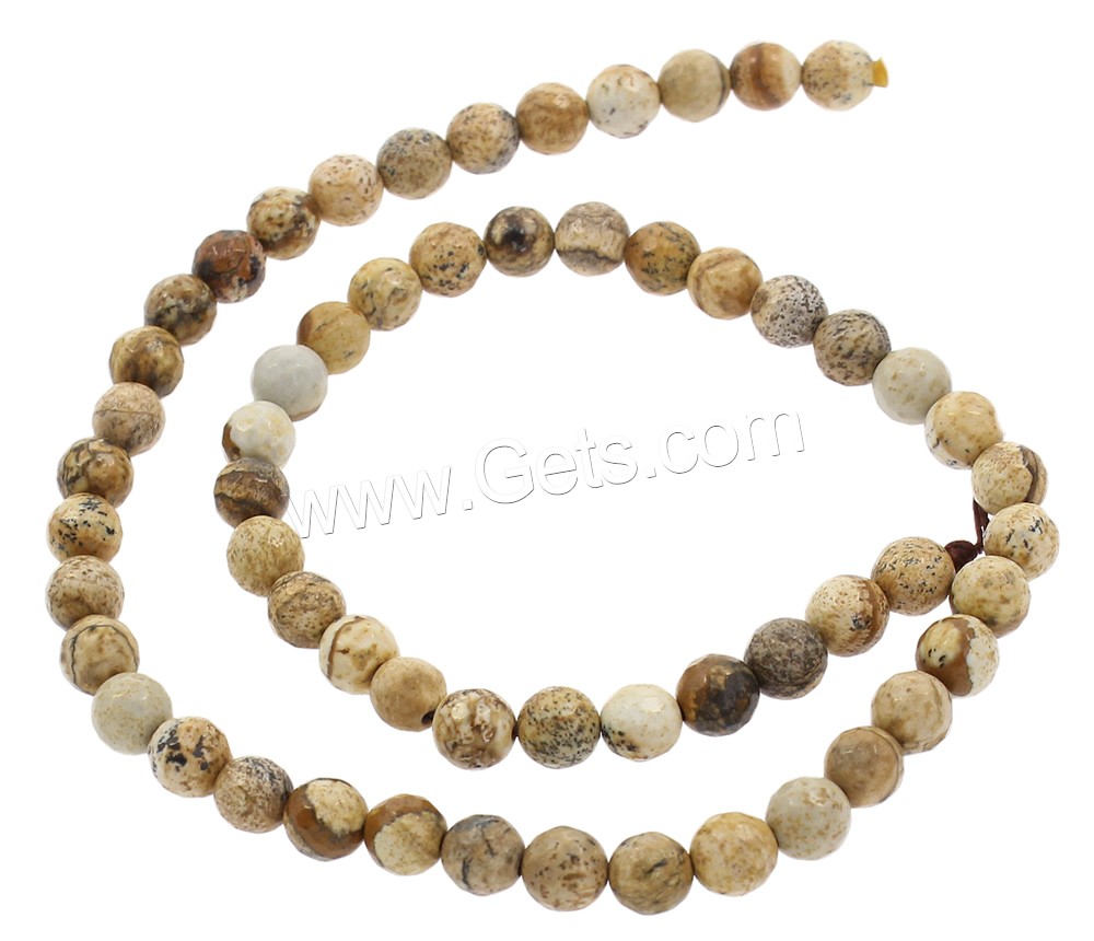 Picture Jasper Beads, Round, synthetic, different size for choice & faceted, black, Hole:Approx 1mm, Length:Approx 14.5 Inch, Sold By Strand