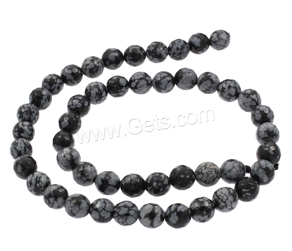 Schneeflocke Obsidian Perlen, rund, synthetisch, verschiedene Größen vorhanden & facettierte, Bohrung:ca. 1mm, Länge:ca. 14.5 ZollInch, verkauft von Strang