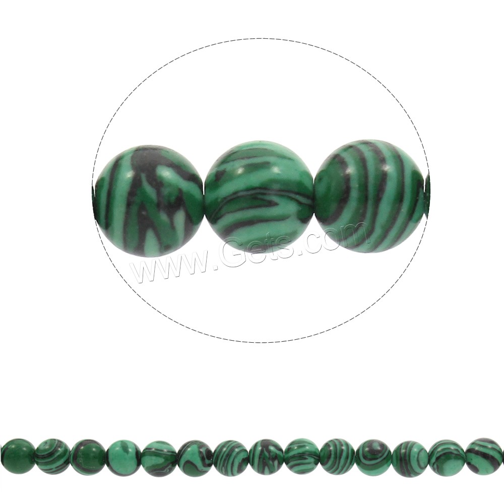 Synthetic Malachite Beads, Round, different size for choice, Hole:Approx 1mm, Length:Approx 15 Inch, Sold By Strand