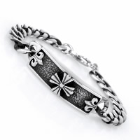 Titanium Steel Bracelet, curb chain & for man & blacken, 14mm Approx 8 Inch 