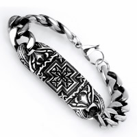 Titanium Steel Bracelet, curb chain & for man & blacken, 17mm Approx 8 Inch 