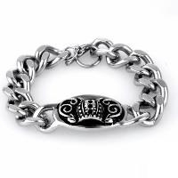 Titanium Steel Bracelet, curb chain & for man & blacken, 21.50mm Approx 8.5 Inch 