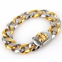 Titanium Steel Bracelet, plated, twist oval chain & for man & two tone, 15.50mm Approx 9 Inch 