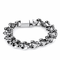 Titanium Steel Bracelet, twist oval chain & for man & blacken, 14mm Approx 8.5 Inch 