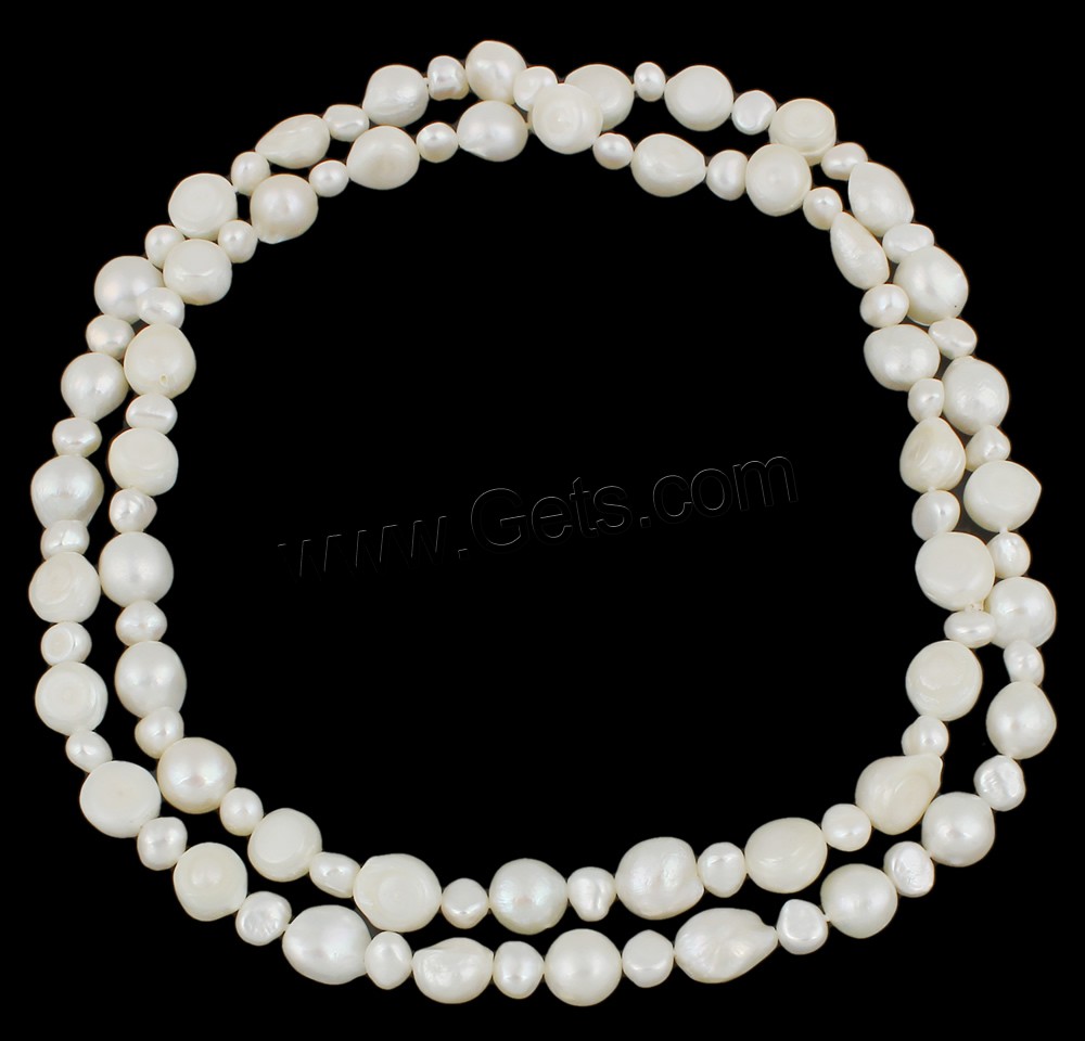 De agua dulce naturales collar de perlas largo, Perlas cultivadas de agua dulce, Barroco, longitud diferente para la opción, Blanco, 7-8mm, 10-11mm, Vendido por Sarta