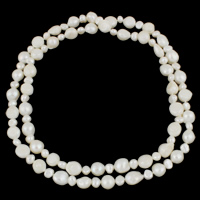 De agua dulce naturales collar de perlas largo, Perlas cultivadas de agua dulce, Barroco, longitud diferente para la opción, Blanco, 7-8mm, 10-11mm, Vendido por Sarta