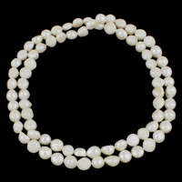 De agua dulce naturales collar de perlas largo, Perlas cultivadas de agua dulce, Barroco, longitud diferente para la opción, Blanco, 10-11mm, Vendido por Sarta