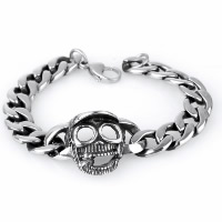 Titanium Steel Bracelet, Skull, curb chain & for man & blacken, 27.50mm Approx 8.2 Inch 