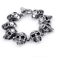 Titanium Steel Bracelet, Skull, for man & blacken, 25.50mm Approx 8.2 Inch 