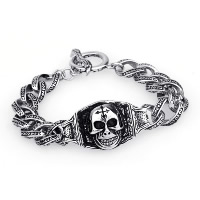 Titanium Steel Bracelet, Skull, twist oval chain & for man & blacken, 22.50mm Approx 8.2 Inch 