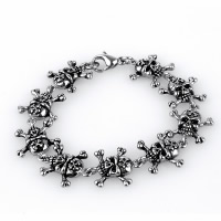 Titanium Steel Bracelet, Skull, for man & blacken, 17mm Approx 8 Inch 