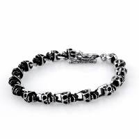 Titanium Steel Bracelet, Skull, for man & blacken, 7mm Approx 9.4 Inch 