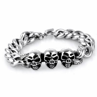Titanium Steel Bracelet, Skull, twist oval chain & for man & blacken, 16.50mm Approx 8 Inch 