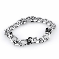 Titanium Steel Bracelet, Skull, twist oval chain & for man & blacken, 10.80mm Approx 8 Inch 