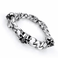 Titanium Steel Bracelet, Skull, twist oval chain & for man & blacken, 10mm Approx 8 Inch 