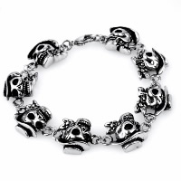 Titanium Steel Bracelet, Skull, for man & blacken, 12mm Approx 8 Inch 