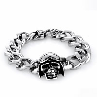 Titanium Steel Bracelet, Skull, curb chain & for man & blacken, 30mm Approx 8 Inch 
