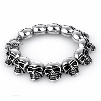 Titanium Steel Bracelet, Skull, for man & blacken, 19.50mm Approx 9 Inch 