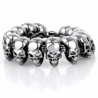 Titanium Steel Bracelet, Skull, for man & blacken, 24mm Approx 9.5 Inch 