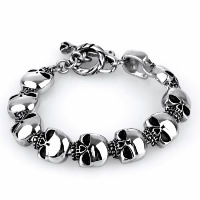 Titanium Steel Bracelet, Skull, for man & blacken, 14mm Approx 8 Inch 