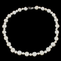 Collar de Perlas Natural de Freshwater, Perlas cultivadas de agua dulce, Keishi, longitud diferente para la opción & diferentes estilos para la opción, Blanco, 7-8mm, 10-11mm, Vendido por Sarta