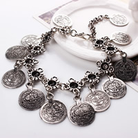 Fashion Zinc Alloy Bracelets, with 6cm extender chain, Coin, antique silver color plated, nickel, lead & cadmium free, 200mm Approx 7.5 Inch 