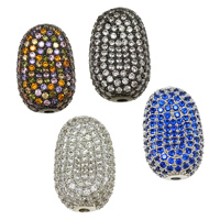 Perles zircon Micro Pave cubes, laiton, ovale, Placage, pavé de micro zircon, plus de couleurs à choisir Environ 2mm, Vendu par PC